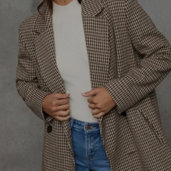 Elegant Houndstooth Women's Blazer - Picture 6 of 7